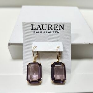 NWT Ralph Lauren Gold-Tone Color Rectangle Stone Drop Earrings